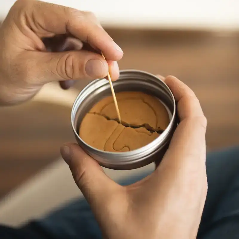 Persona che applica resina per riparare un oggetto rotto con tecnica kintsugi